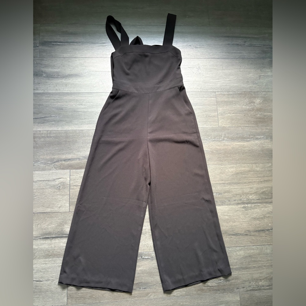 Madewell Womens Black Sleeveless Tie Back Jumpsuit Wide Leg Size 6
